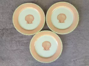 Victoria & Beale Atlantis Dinner Plates Pink Rim Sea Shell 10 5/8" Set of 3 - Picture 1 of 4