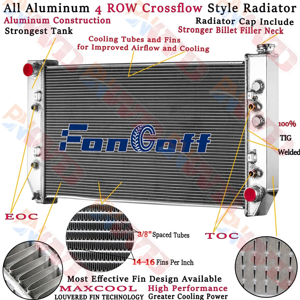 4 Row Radiator For 1982-1991 Chevy C/K C10 C20 C30 G10 G20 GMC C1500 C2500 6.2L - Image 1 of 4