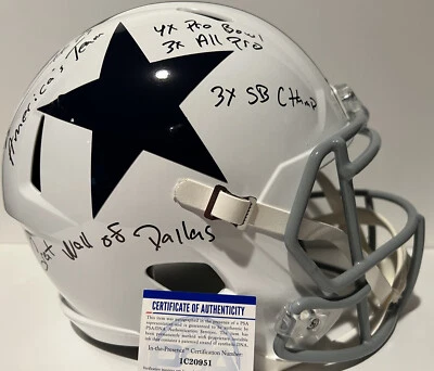 ERIK WILLIAMS 5 Inscriptions Signed Autographed Cowboys FS Full Size Helmet PSA - Image 1 of 4