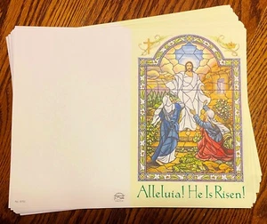 50- Easter Church Programs / Bulletins 11" x 8-1/2" Flat - Stained Glass Jesus - Picture 1 of 2