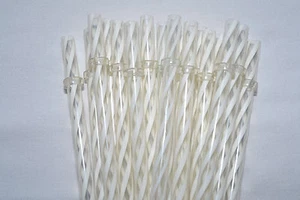 11" Inch Reusable Straws Swirly White & Clear Plastic Acrylic 11” Rings BPA Free - Picture 1 of 8