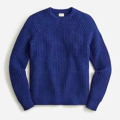 J. Crew Men's Shaker-Stitch Chunky Fisherman Crewneck Sweater Blue - $110 NWT - Image 1 of 3