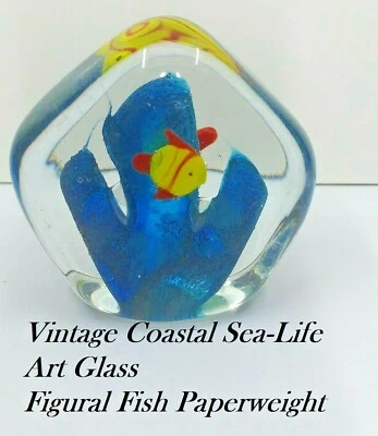 Vintage Coastal Sea-Life Art Glass Figural Fish Paperweight - Image 1 of 4