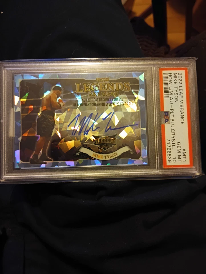 2022 Leaf Vibrance Mike Tyson Blue Crystal 1/1 Auto Gem Mint 10 - Image 1 of 3