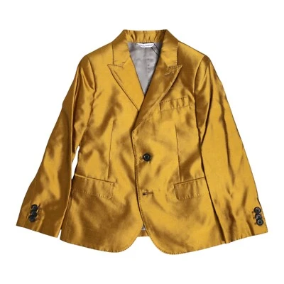 DOLCE & GABBANA Niños Chaqueta Mostaza Seda Traje Sencillo Pecho s. Etiqueta 6 820usd Foto 1 de 4