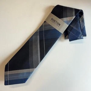 KENNETH COLE REACTION, Gray, Blue, & White Plaid Neck Tie, OS, NWT, $59.50 - Picture 1 of 5