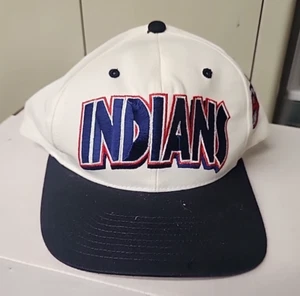 1990's NWT Vintage MLB Cleveland Indians Chief Wahoo Snapback Hat Cap NEW - Picture 1 of 4