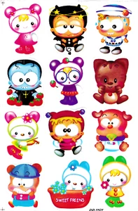 Planche lot stickers autocollants personnages dessin animé bébés enfant - Picture 1 of 2