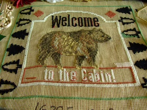 Lovely A Raccoon Country Theme Vintage Preworked Needlepoint Canvas - Picture 1 of 5