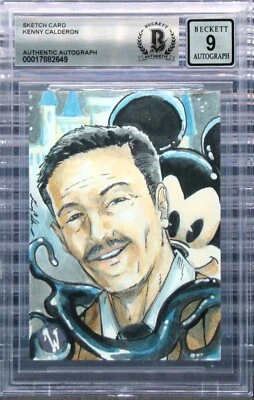 Walt Disney Venomized Mickey Mouse 1/1 Calderon Original Art Sketch Beckett Auth - Image 1 of 3