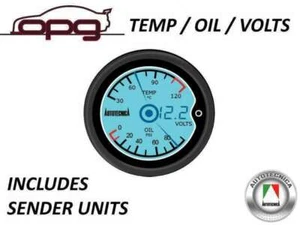 Performance 3 in 1 Gauge Oil Pressure Water Temp & Volts 52mm LCD Digital - Picture 1 of 4