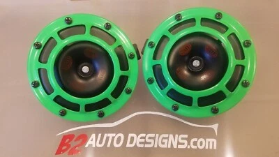 Hella Supertone Horns Lime Green W/ Perrin Bracket. 2020 - 2024 Subaru Outback - Image 1 of 3