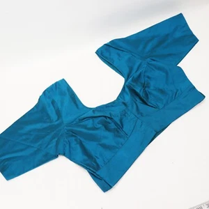 Indian Choli Crop Top Blouse Women M 8 10 Cerulean Blue Silk Festival Party Wear - Picture 1 of 11