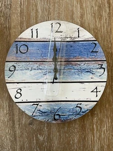 12 Inch Rustic Round Wall Clock Beach Decorative Clocks, Silent NEW - Picture 1 of 3