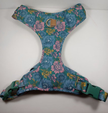 Top Paw Teal Blue Floral Comfort Dog Harness Large 13" Long Buckle Leash Walking