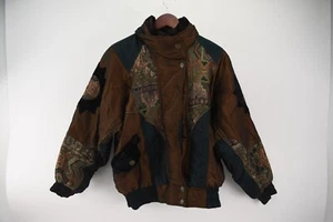 Vintage East West Womens Southwest Patchwork Full Zip Brown Jacket Size 5 - Picture 1 of 5
