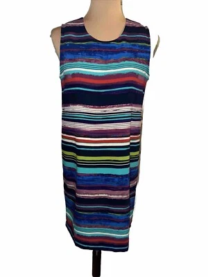 Vestido recto a rayas Cynthia Rowley sin mangas oficina trabajo talla 4 colorido Foto 1 de 4