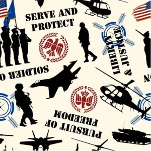 Patriotic Serve and Protect Cotton Fabric - Picture 1 of 2
