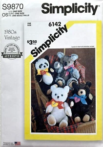 Simplicity S9870/11980   Four Chic Bears  Assorted Styles/Sizes  1980"s Vintag - Picture 1 of 4
