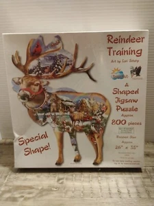 Christmas Puzzle Shaped Reindeer Training SunsOut 26 X 35" *Flawed Box* - Picture 1 of 8