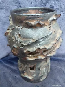 Fantastic Large 24cm Vintage Studio Pottery Abstract Fat Lava Pot Vase - Picture 1 of 14
