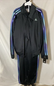 Set Adidas Girls Youth Track Suit Pants ~ Black Long Sleeve Full Zip ~ Large 14 - Picture 1 of 13