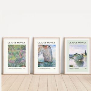 Claude Monet Wall Art Set of 3 Living Room Bedroom Prints Posters A4