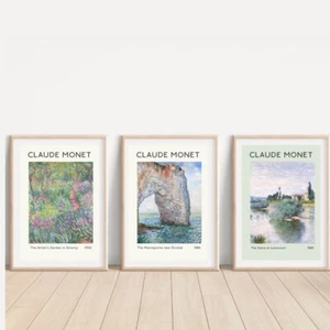 Claude Monet Wall Art Set of 3 Living Room Bedroom Prints Posters A4 - Picture 1 of 4