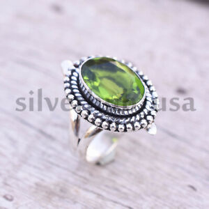 Peridot Gemstone 925 Sterling Silver Ring Valentine Day Jewelry All Size SE-532
