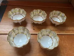 Vintage Lot of Handpainted Nippon Pink Floral w Gilt Scalloped Footed Porcelain - Picture 1 of 18