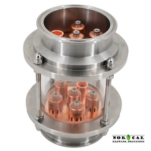 Tri trébol, abrazadera 4" doble placa de burbuja vidrio destilado 304 acero inoxidable - Imagen 1 de 5