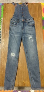 Mono con tirantes Guess para mujer talla 27 azul retro años 80 90 desgastado lavado oscuro denim - Imagen 1 de 8