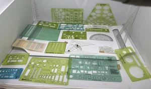 Vintage Drafting Drawing Design Template Berol Rapidesign Ames Alvin Plasticoid - Picture 1 of 16