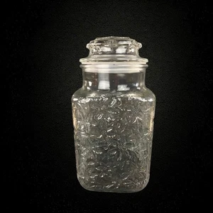 Princess House Fantasia Canister and Lid Medium Vintage Storage Pressed Glass - Picture 1 of 8