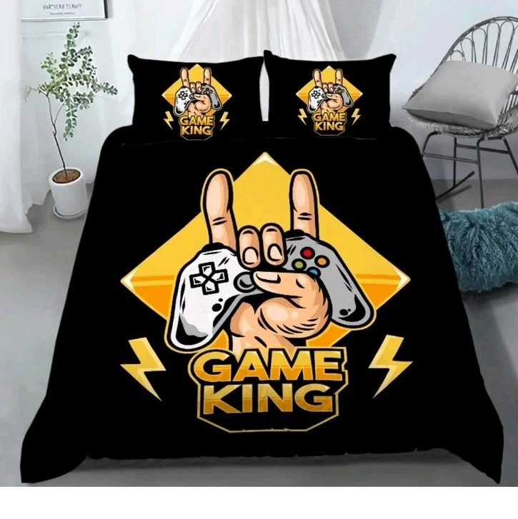   Juegos de cama para jugadores para niños, juego de funda nórdica para juegos tamaño completo y 2 fundas de almohada Foto 1 de 2