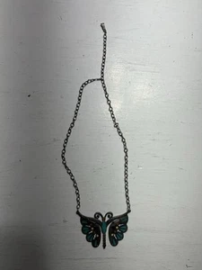 Vtg Signed Celebrity Huge 3.5" Southwestern Butterfly Enamel Pendant Necklace - Picture 1 of 7