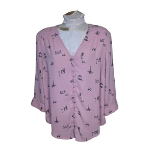 Blusa pullover Torrid Pink Paris Dream Harper Georgette bottoni davanti taglia 00 - Foto 1 di 7