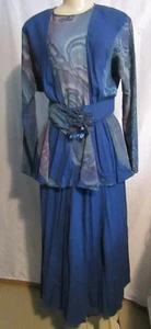 Vintage 80s Spencer Alexis Peplum Long Maxi Dress V Corset Style Belt Sz 8 - Picture 1 of 10
