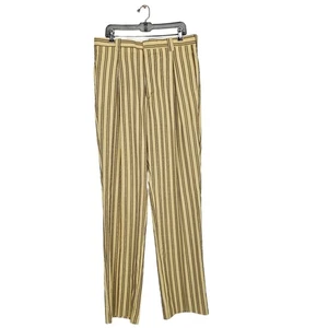 Vintage 70er Falcone Herren 38 ungesäumt hellbraun gestreift Slacks Hose Pants - Bild 1 von 7