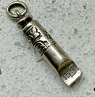 RARE CHINESE EXPORT SOLID SILVER MINIATURE CHATELAINE WHISTLE DOG FOB WORKS