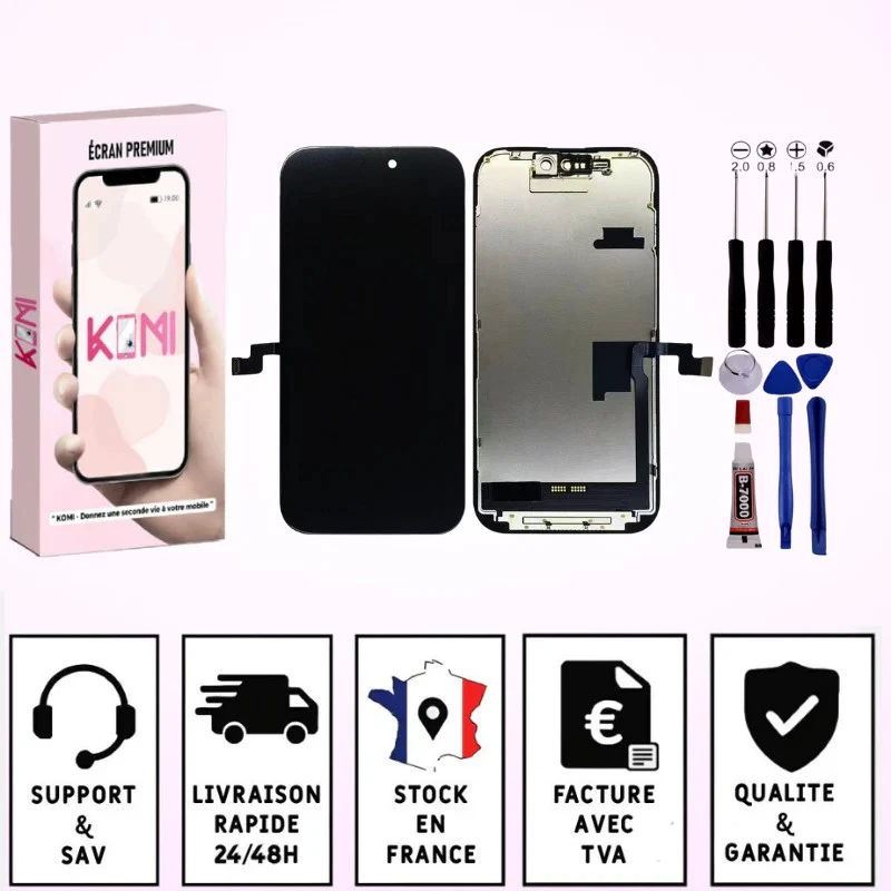 KOMI Ecran pour iPhone 16 Pro LCD Vitre Tactile Compatible Châssis Kit outil - LCD /