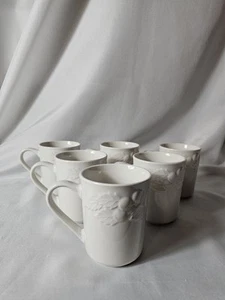 6er Set Philippe Richard Kaffeetassen Obst weiß - Bild 1 von 4