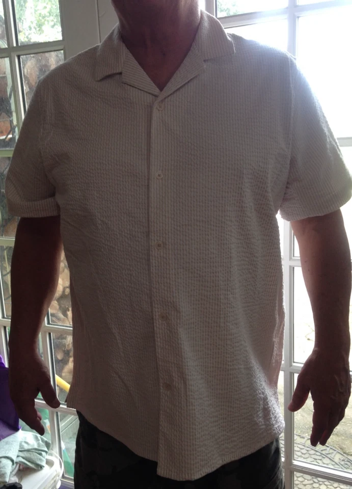 Express Men's Seersucker Shirt Size XL Khaki