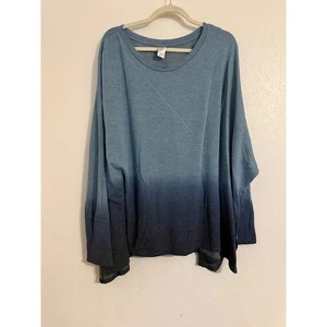 Top camicia Livi Active donna taglie forti 22 24 Ombre Dip Dye manica lunga - Foto 1 di 3
