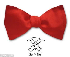 NEW Red Satin Tie to Tie Tuxedo Tux BOW TIE You tie the tie TUXXMAN - Bild 1 von 1