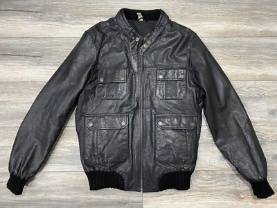 Asos Motorcycle Leather Jacket In Black | Size Large - Image 1 of 4