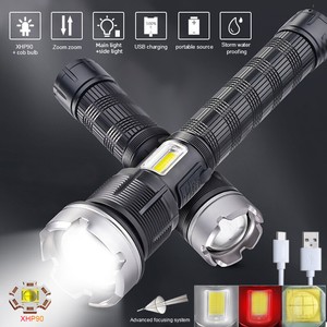 990000 lumens Most Powerful LED Flashlight USB Charging Zoomable Torch COB Light