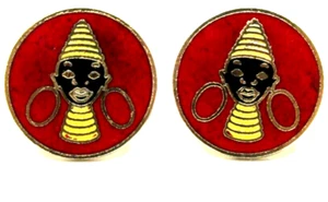 Coro Cufflinks African Goddess Gold Elegant Cultural Tribal Round Formal Wear - Picture 1 of 2