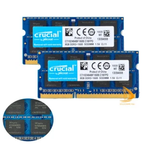 Lot Crucial 16GB 8GB 2Rx8 PC3-12800S DDR3-1600Mhz SODIMM mémoire portable RAM #f - Imagen 1 de 8