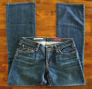Women's Size 28 Sam & Billy Tyler Jeans Low Flared Stretch Dark Wash Inseam 31"
